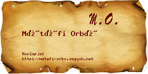 Mátéfi Orbó névjegykártya
